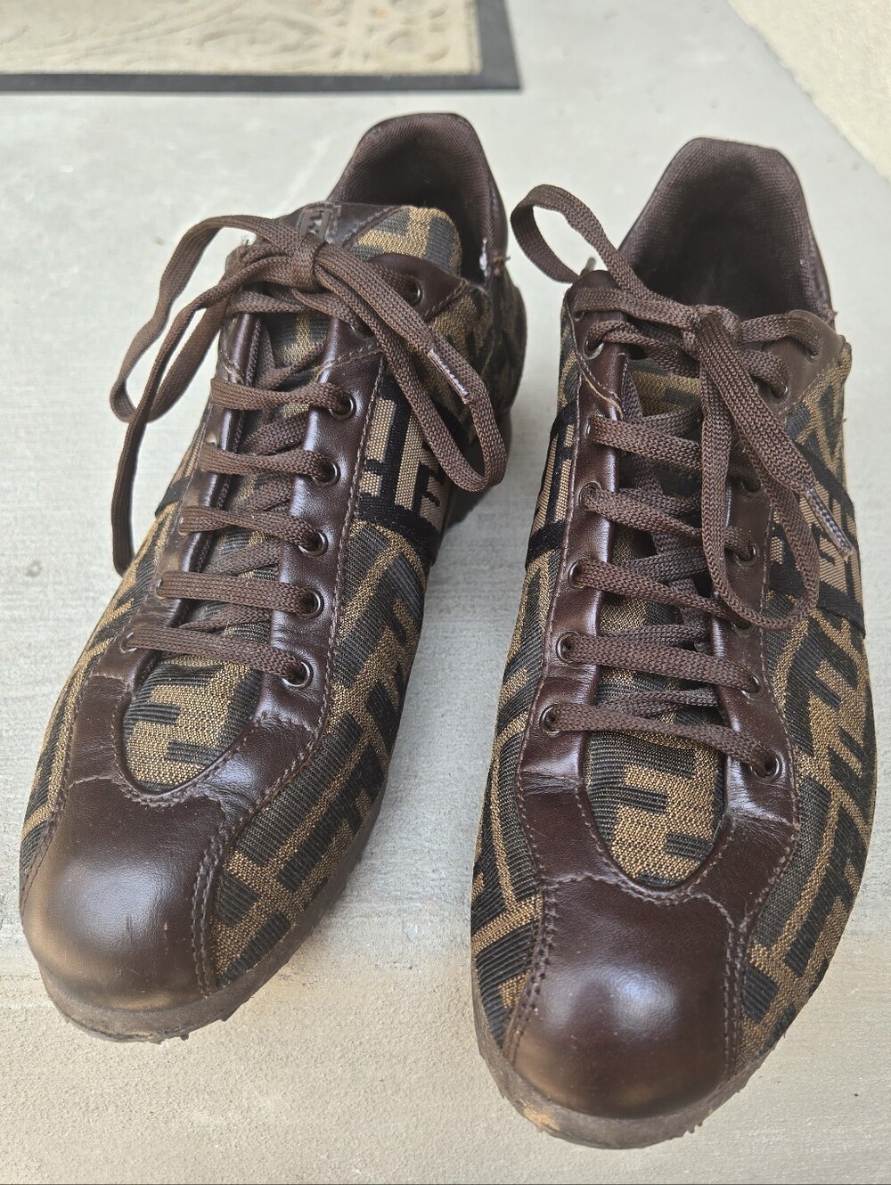 Vintage Fendi Zucca Brown Patterned Sneakers